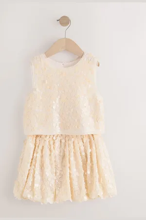 Next Ecru Sequin Top and Skirt Co-Ord Set (3-16yrs)