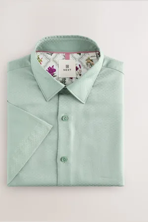 Next Regular Fit 100% Cotton Short Sleeve Textured Shirt