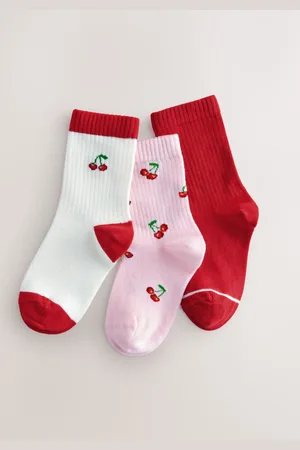 Next Red/ 3 Pack Cotton Rich Cherry Ankle Socks
