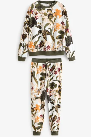 Next Ecru Botanical Cosy Long Sleeve Pyjamas