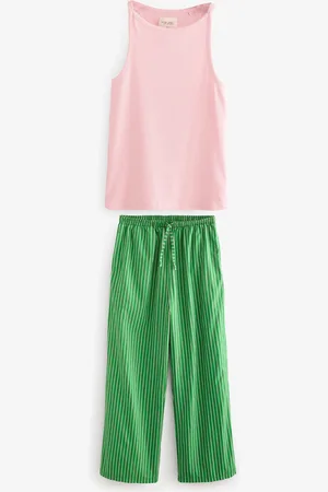 Next /Green Stripe Rib Vest Pyjamas