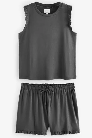 Next Charcoal Modal Blend Frill Short Set Pyjamas