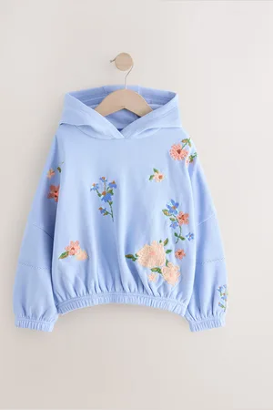 Next Floral Print Embroidered Elasticated Hoodie (3-16yrs)