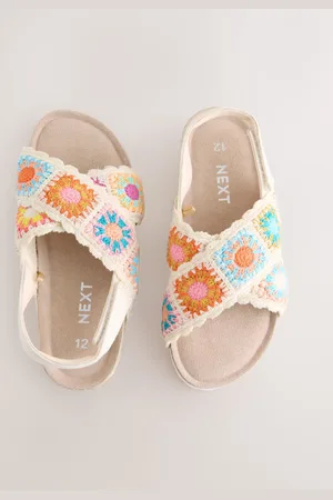 Next Multicolour Crochet Slip on Corkbed Sandals
