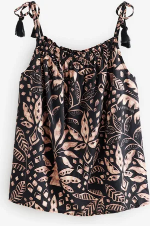 Next /Cream Palm Print Tassel Strappy Cami