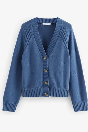 Next Floral Embroidered 100% Cotton V-Neck Long Sleeve Knitted Cardigan