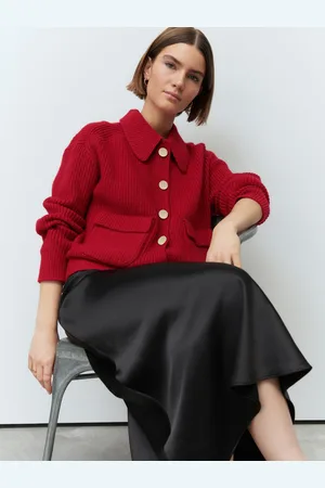 Next Red Collared Knitted Bomber Jacket