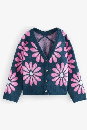 Next Pink Floral Soft Touch Button Up Pocket Knitted Cardigan