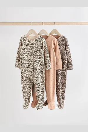Next Baby Animal Print 100% Cotton Sleepsuits 3 Pack (0mths-2yrs)
