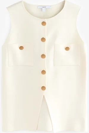 Next /Ecru Smart Knitted Button Waistcoat Top