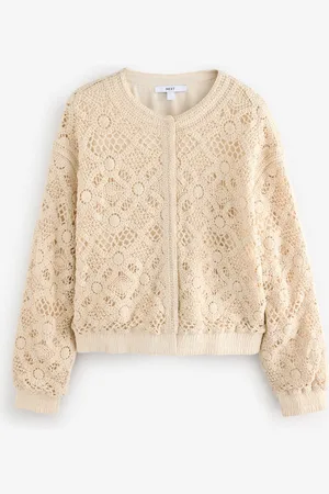 Next /Ecru Crochet Bomber Jacket Cardigan