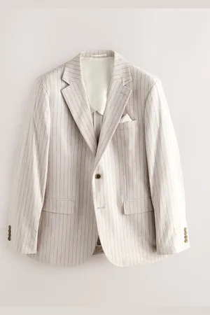 Next Slim Fit Striped Linen Blend Suit Jacket