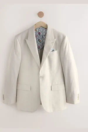 Next Regular Fit Linen Blend Check Suit Jacket