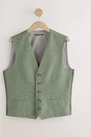 Next Textured Linen Suit Waistcoat