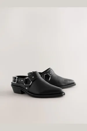 Next Standard Fit Forever Comfort Leather Point Toe Hardware Western Cowboy Slingback Shoes