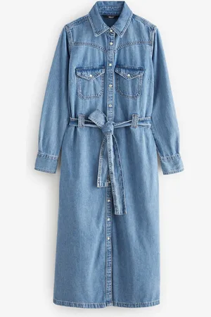 Next Mid Fuller Bust Western Midi Denim Shirt Dress