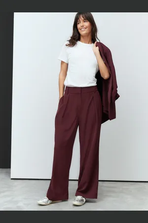 Next Burgundy Red Elastic Back Wide Leg Trousers