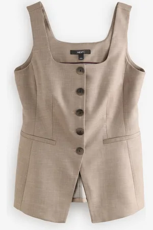 Next Cross Hatch Square Neck Button Through Waistcoat