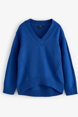 Next Indigo 100% Cotton V-Neck Jumper