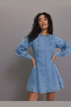 Next Mid Long Sleeve Seam Detail Denim Dress