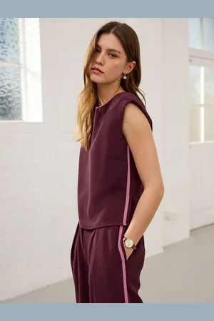 Next Burgundy Red Sleeveless Top with Tipping Detail