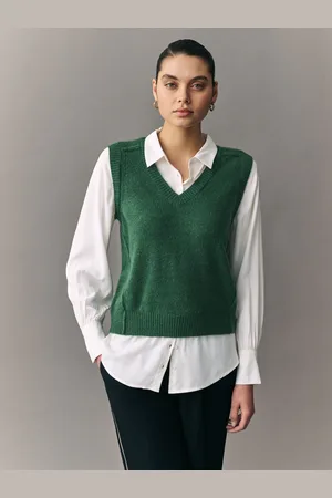 Next V-Neck Knitted Tank Shirt Layer Jumper with Wool