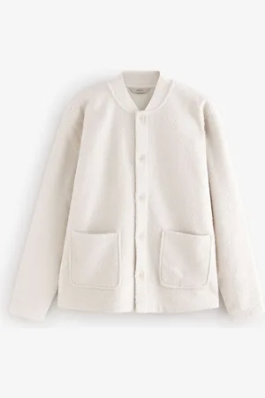 Next Ecru Borg Fleece Button Through Cardigan Shacket