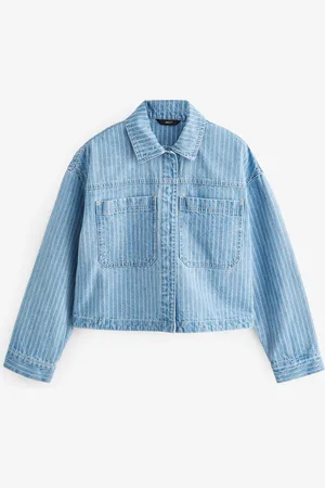 Next Mid 100% Cotton Stripe Denim Shacket