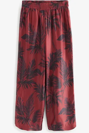 Next Palm Print Wide Leg Satin Trousers