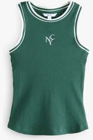 Next Green/ Ribbed Racer Tank Vest Sleeveless Top
