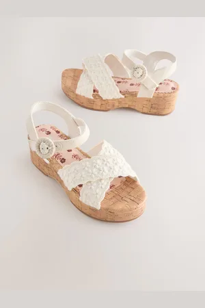 Next Broderie Cork Wedge Sandals