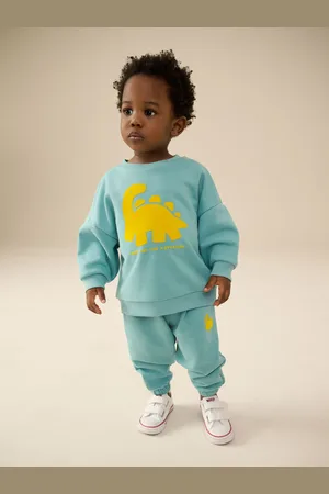 Next /Yellow Dino Jersey Sweatshirt and Joggers Set (3mths-7yrs)
