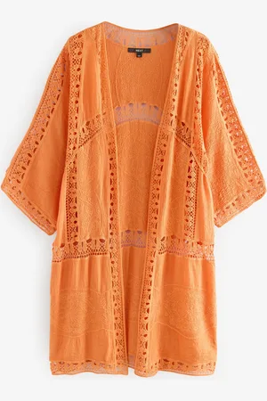 Next Orange Longline Kimono Cover-Up
