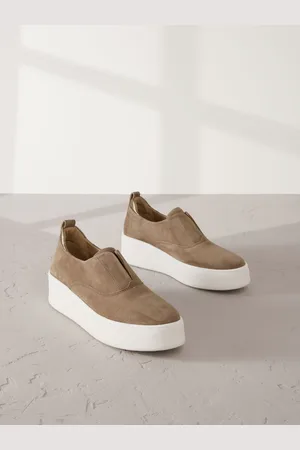 Next Chocolate Slip On Signature Forever Comfort Leather Chunky Wedge Platform Trainers