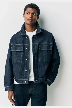 Next Dark Contrast Stitched Denim Jacket