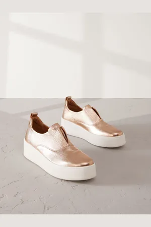 Next Rose Slip On Signature Forever Comfort Leather Chunky Wedge Platform Trainers