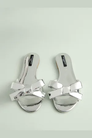 Next Mirror Leather Tabitha Simmons x Mae Open Toe Bow Mule Sandals