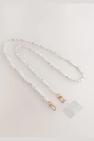 Next /Gold Tone Faux Pearl Across Body Phone Strap