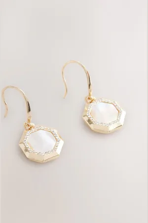 Next Tone Mother Of Pearl Octagon Drop Earrings