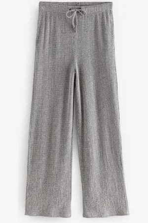 Next Wide Leg Drawstring Textured Trousers