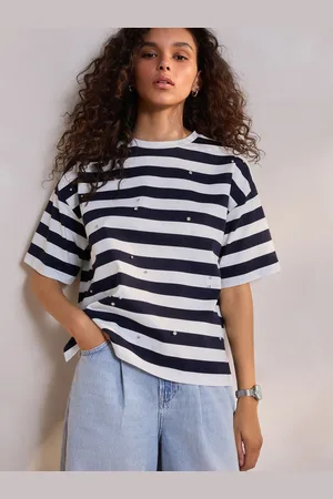 Next /White Short Sleeve Embellished Stripe T-Shirt