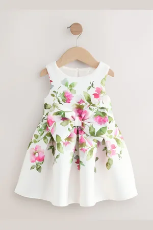 Next Ecru Sleeveless Floral Party Dress (3mths-7yrs)
