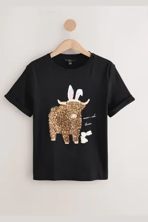 Next Novelty Easter Bunny Hamish Graphic Short Sleeve Crew Neck 100% Cotton T-Shirt