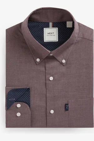 Next Damson Marl Regular Fit Button Down Easy Iron Oxford Shirt