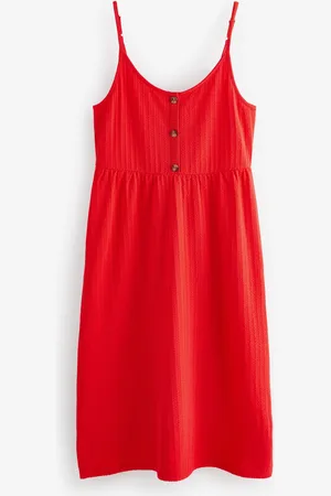 Next Red Button Down 100% Cotton Cami Summer Dress