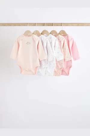 Next Bunny 5 Pack Baby Long Sleeve 100% Cotton Bodysuits