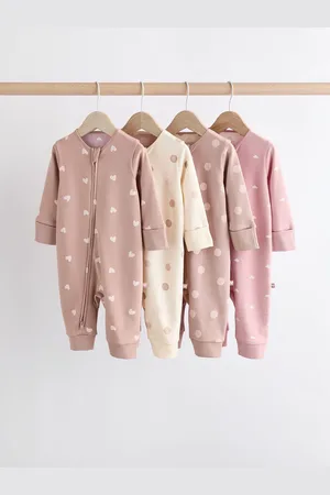 Next Brown/ Two Way Zip 100% Cotton Baby Sleepsuits (0mths-3yrs)