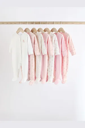 Next 7 Pack Baby 100% Cotton Sleepsuits (0-2yrs)