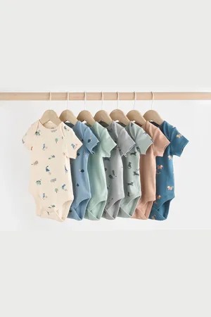 Next Teal Baby 100% Cotton Bodysuits 7 Pack