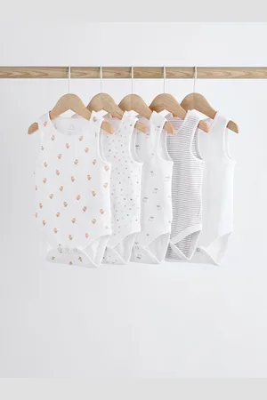 Next Delicate Animal Baby Vest Bodysuits 5 Pack